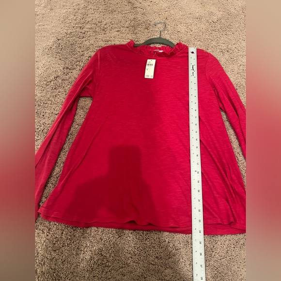 NWT new Anthropologie stateside ruffle collar button long sleeve top medium pink - Picture 4 of 11